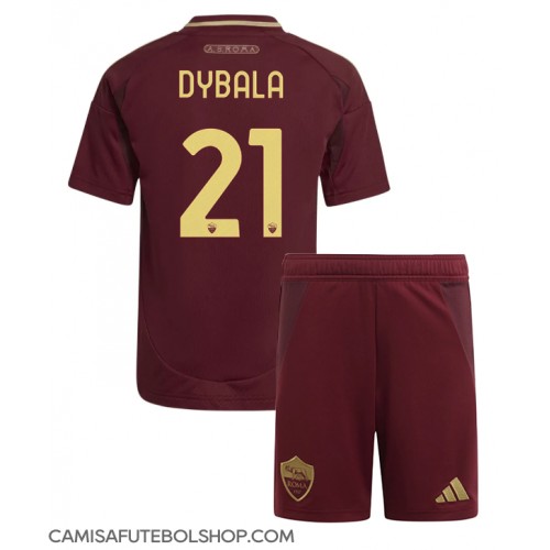 Camisa de time de futebol AS Roma Paulo Dybala #21 Replicas 1º Equipamento Infantil 2024-25 Manga Curta (+ Calças curtas)